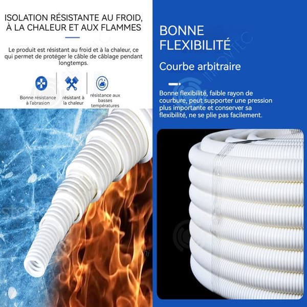 INN Simbassängslang 15 meter vit PVC-korrugerad rör i flexibel flamskyddad plast ytterdiameter 50 mm innerdiameter 41 mm