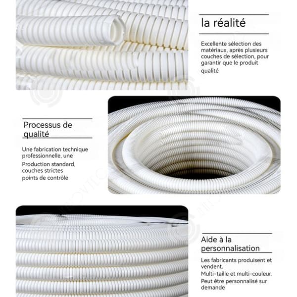 INN Simbassängslang 15 meter vit PVC-korrugerad rör i flexibel flamskyddad plast ytterdiameter 50 mm innerdiameter 41 mm