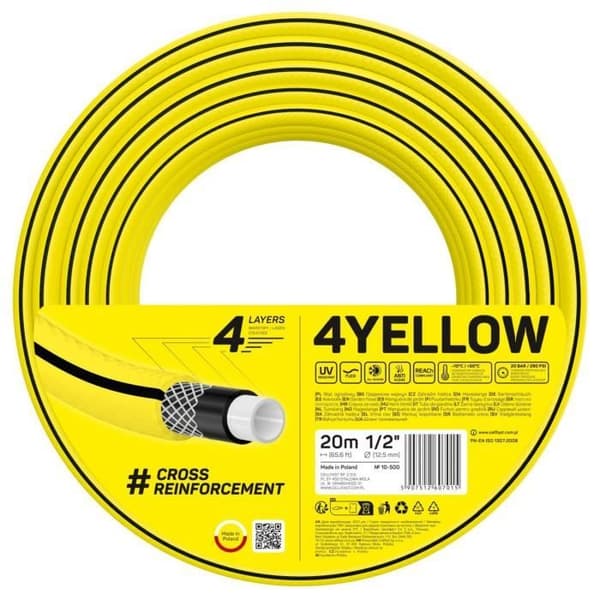 CELLFAST 4YELLOW 10-500 1/2" 20m 4-lagers trädgårdsslang