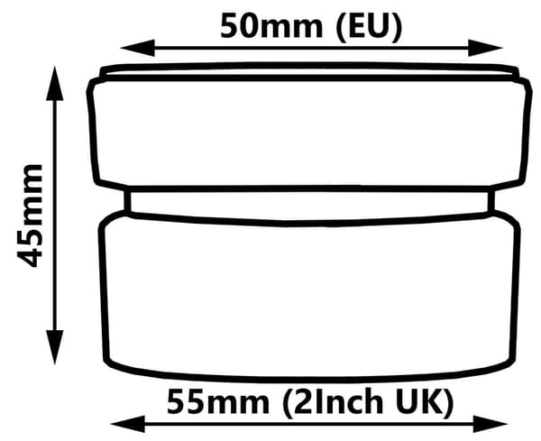 Reduktionsadapter 50 mm (EUR) x 2" (UK)