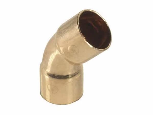 Kuparinen kaksoishylsyinen kyynärpääliitin 45 astetta 22 mm Besco