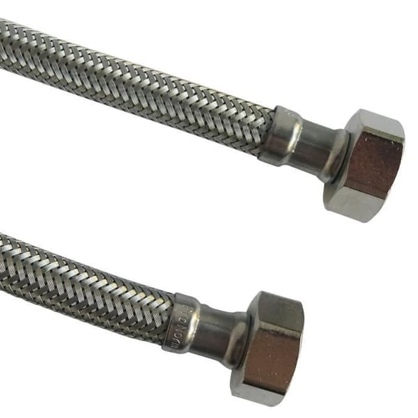 Set med 2 sanitetsflexibler - Anslutning 2 vridbara muttrar 1/2" - L = 300mm DN8