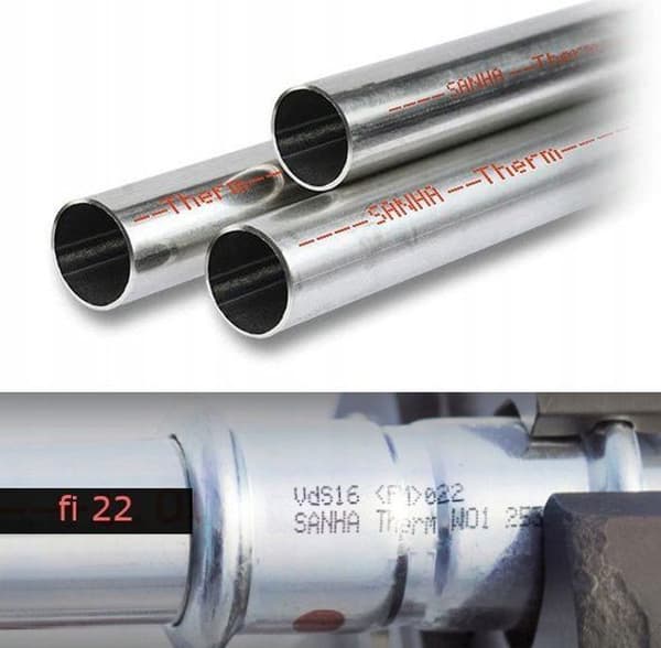 Rör - slang - flexibelt Sanha - 12400022 -Therm Galvaniserat rör i längder av 6 m 22x1,5