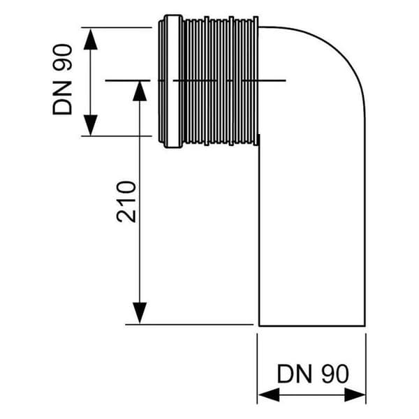 Avloppsrör - TECE - DN 90 - Plast - 90° böj - Justering djup 3 nivåer