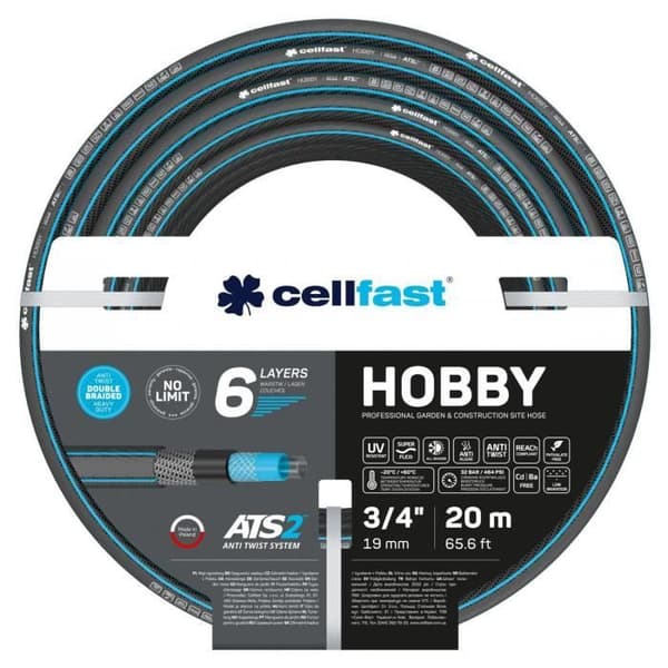 Trädgårdsslang – ¾” - 20m - Cellfast HOBBY ATS2™ - 6 lager - resistent mot UV-strålar och alger