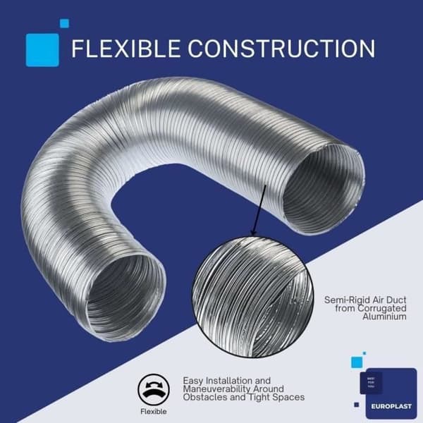 Flexibel Luftkanal i Aluminium EUROPLAST 150mm 1.5m