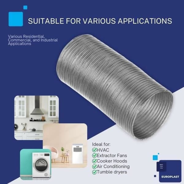 Flexibel Luftkanal i Aluminium EUROPLAST 150mm 1.5m