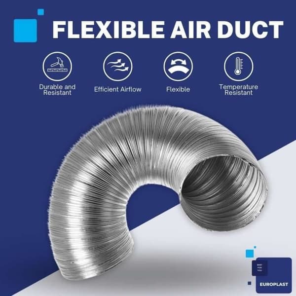 Flexibel Luftkanal i Aluminium EUROPLAST 150mm 1.5m