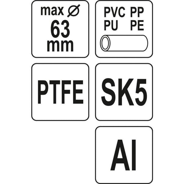 Rör - slang - flexibel Yato - YT-22273 - Rörskärare YT PVC 63 mm PTFE
