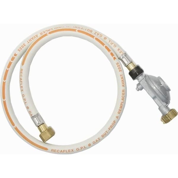 Regulator för propangasflaska Frankrike + 37 mbar slang - BARBECOOK - Vit