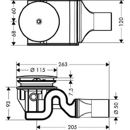 Hansgrohe Raindrain 90 XXL Avlopp för duschkar med avloppshål 90 mm Krom - 60067000