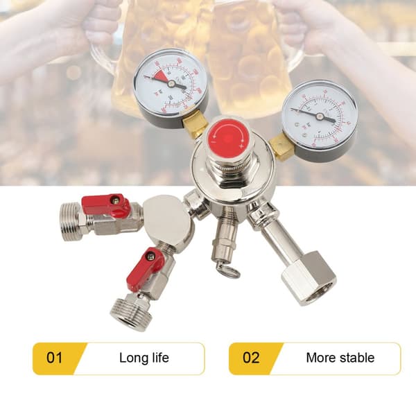 Koldioxidgasmätare, tryckregulator 3 Bar, dubbelt utloppssystem