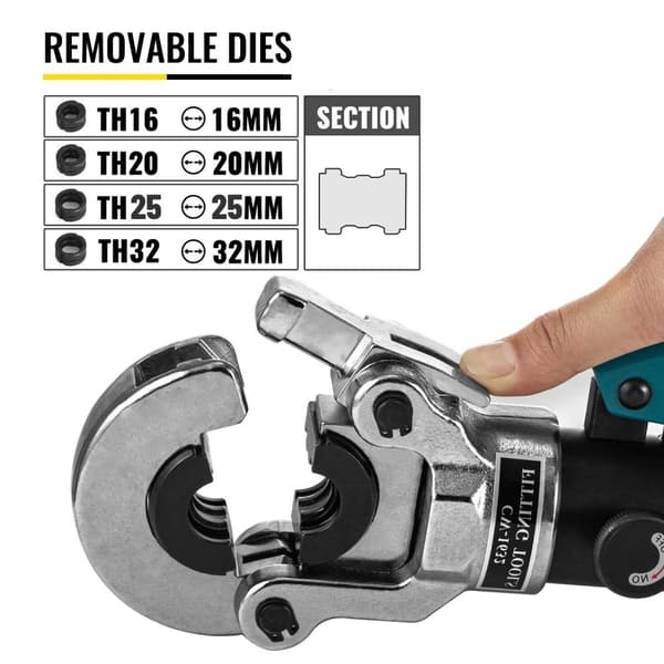 8 ton Ø16-32 mm professionellt integrerat TH hydrauliskt pressverktyg med 4 stansar, ergonomiskt handtag, lätt att använda