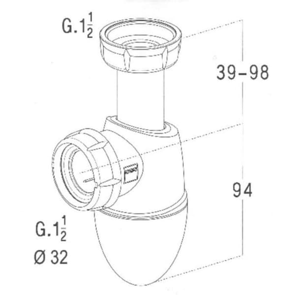 EASYPHON tvåmaterial handfat sifon med integrerad tätning - NICOLL - 0201282