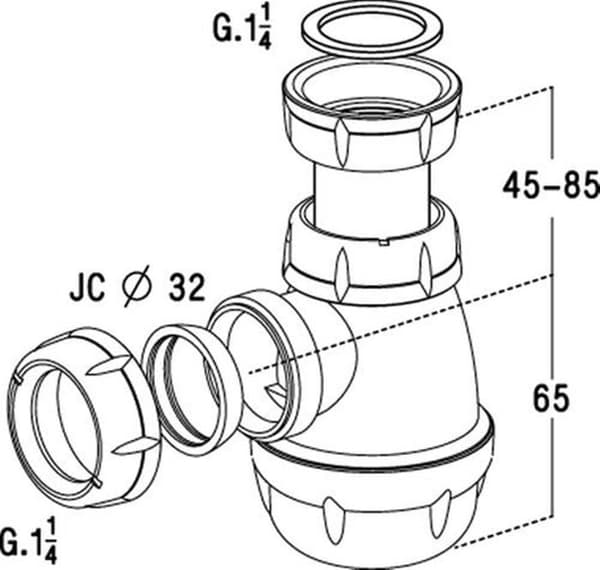 Bidésifon i plast Ø32 - Märke - Modell - Funktion 1 - Funktion 2 - Funktion 3