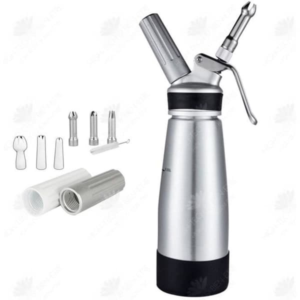 HTBE® Cream Gun 500ML Silikonkaka helt i aluminium Kaffeglassdessert Fancy dekorationsanordning för hem
