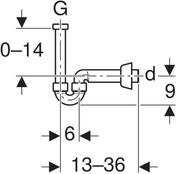 Geberit - 151.100.11.1 - serie - Sifon för tvättställ i vit polypropen justerbar 11/4" x 40 mm
