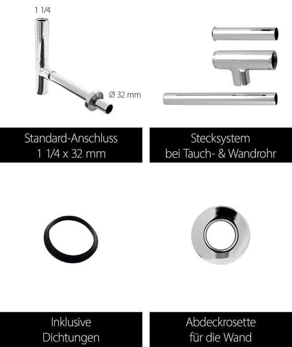 Handfat sifon - Aquasu diskbänk sifon - 22686 8 - 22686 Siphon 8 Luxury Design Chrome