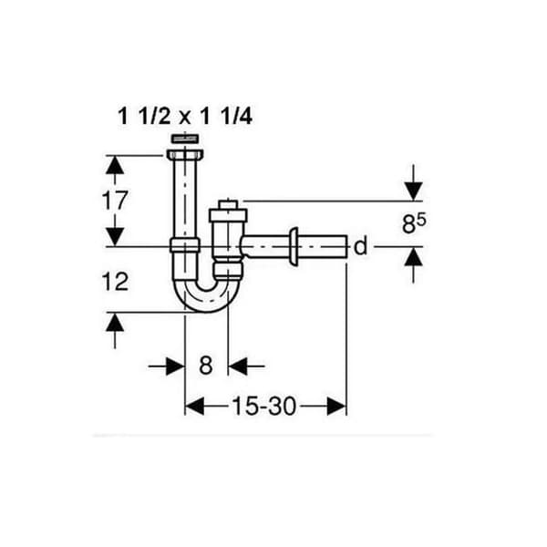 Sifon med ocklusion för tvättställ - GEBERIT - Uniflex - Stängbar - Vit - Ø 40 mm