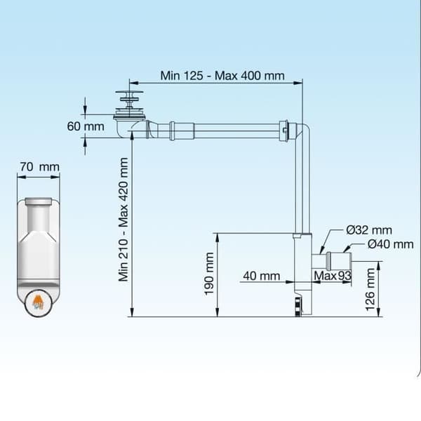 Sifon - LIRA - A.8274 - Utrymmesbesparande - Öppning för inspektion - Vit PVC
