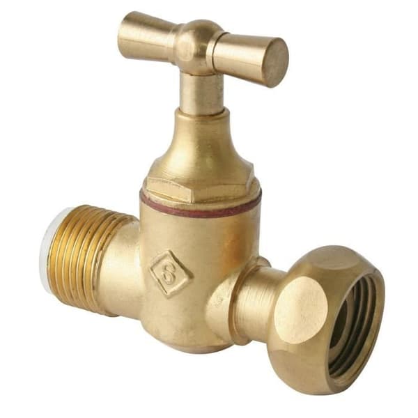 Rak WC-ventil med ventil i rå mässing 3/8" från SOMATHERM