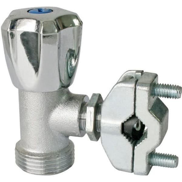 Självgenomträngande kran för tvättmaskin - SOMATHERM - Kromfäste - 1/2" och 3/4" - 20/27 uttag
