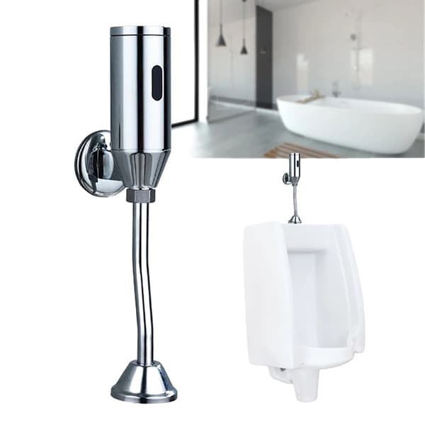 Berøringsfri toiletspuleventil, justerbar induktionsafstand, automatisk spuling, holdbar kobberkonstruktion.