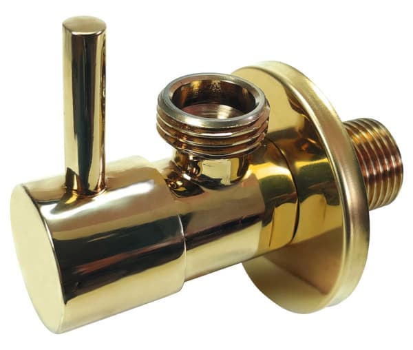Guld vinkelventil 1/2"x1/2"", keramisk hoved