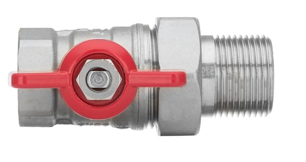 Kuglevandsventil med skruetilslutning 1/2” GW/MZ, rødt sommerfuglegreb