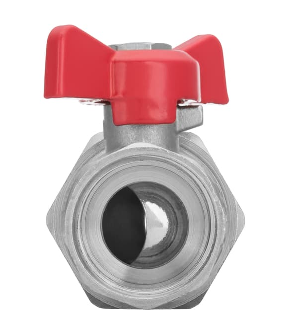 Kuglevandsventil med skruetilslutning 1/2” GW/MZ, rødt sommerfuglegreb