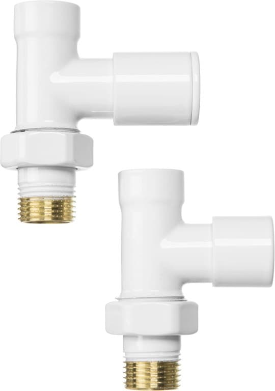 Sæt med lige radiatorventiler 1/2", hvid