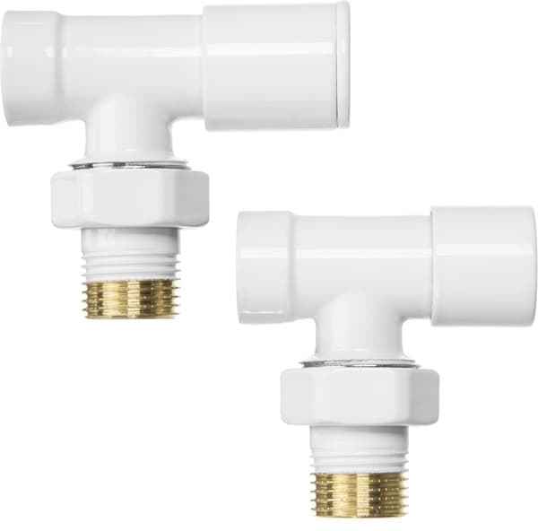 Sæt med 1/2" vinkelradiatorventiler, hvide