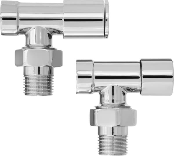 Sæt med 1/2" vinkelradiatorventiler, kromfarvet