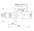 Miniatyrbillede 2 af 2: Keramisk vinkelventil 1/2"x1/2", sort