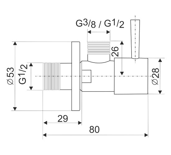 Keramisk vinkelventil 1/2"x1/2", sort