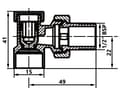 Miniatyrbillede 2 af 2: Radiator returventil, vinklet, til lodning, 15 mm