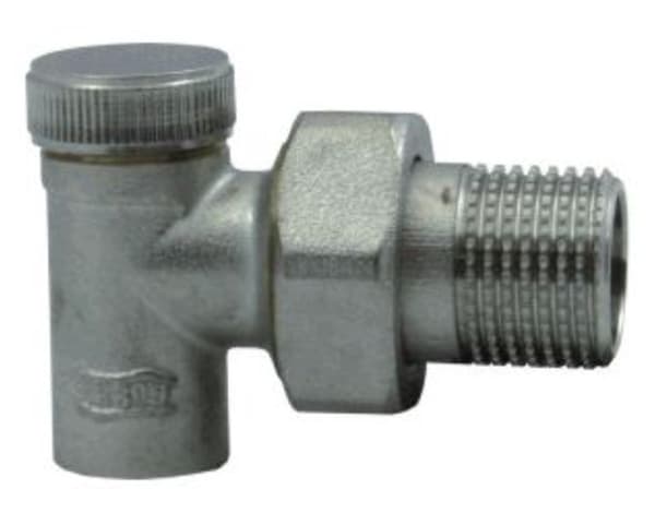 Radiator returventil, vinklet, til lodning, 15 mm