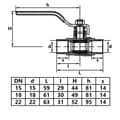 Miniatyrbillede 2 af 2: Loddebar kuglevandsventil 18mm