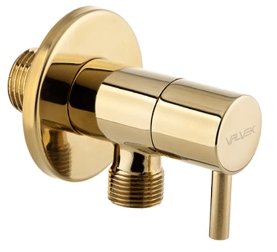 Vinkelventil 1/2"x3/8" med keramisk hoved, guldfarvet