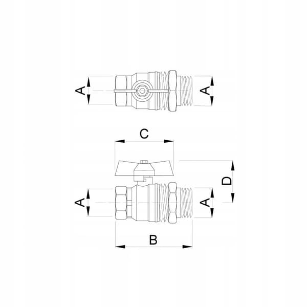KUGLEVENTIL MED 1/2 TOMMER SKRUEFORBINDING MED PANEL