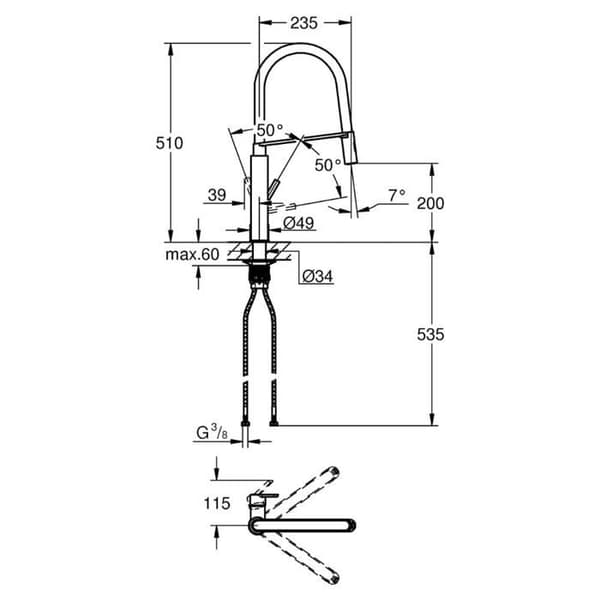 GROHE - Engrepps diskbänksblandare