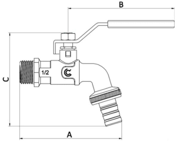 Calido-palloventtiili 1" x 5/4" x PN30