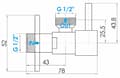 Pikkukuva 2 / 2: Kultainen kulmaventtiili 1/2"x1/2", keraaminen pää