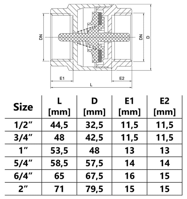 3/4” messing kontraventil