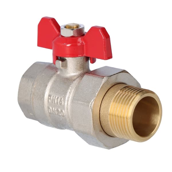 Forniklet standard kugleventil med pakdåse, PN16, 3/4 tommer PN16 med butterfly, N-SCREW version, 16 bar/120C