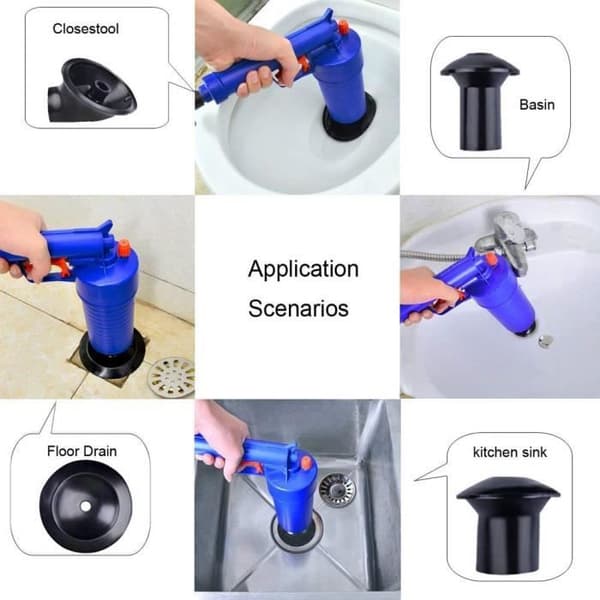 Dräneringspump - TD - Högtrycksavblockeringsverktyg - 4 adaptrar - Gummi - ABS