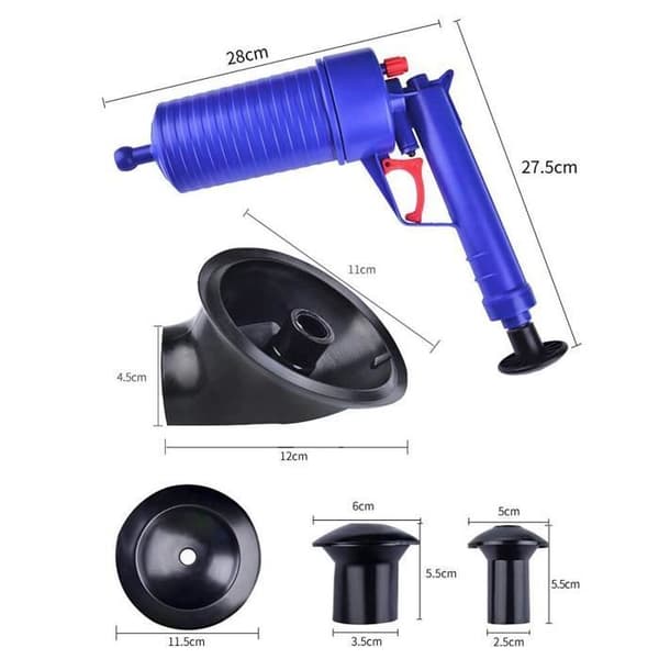 Dräneringspump - TD - Högtrycksavblockeringsverktyg - 4 adaptrar - Gummi - ABS