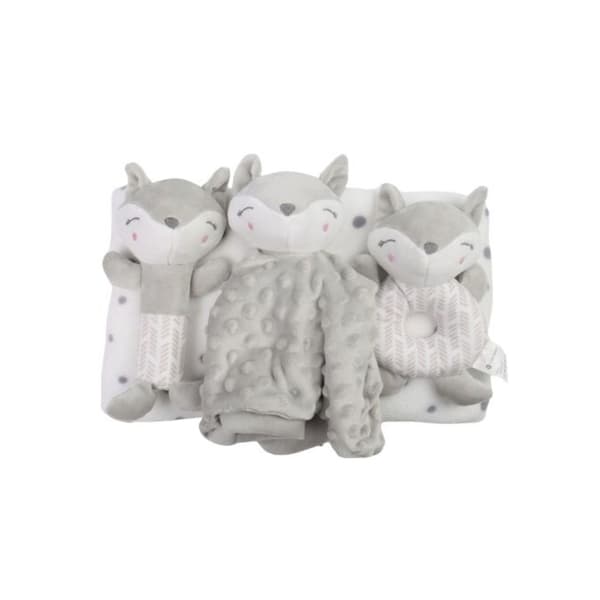 Fleecefilt och Gosedjur Giftset Grå Räv