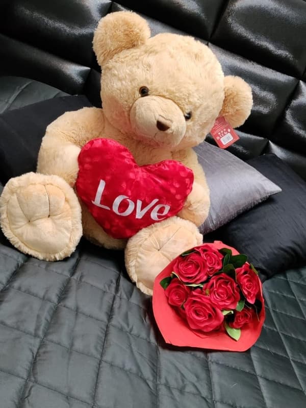 Halv Meter+ Gosedjur m Love Hjärta . Alla hjärtans dag