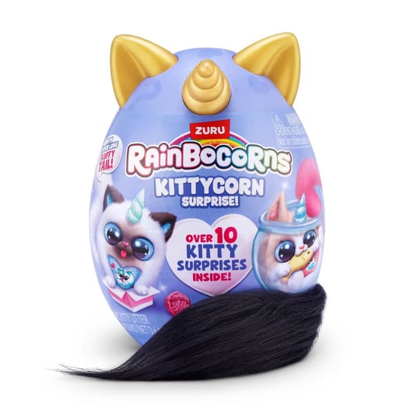 Rainbocorn Kittycorn Surprise Rare Fluffy Tail Svart Svans